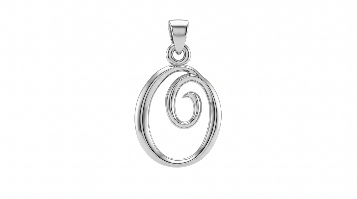 Small Cursive Initial — O — White Gold