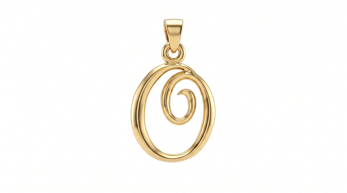 Small Cursive Initial — O — Yellow Gold