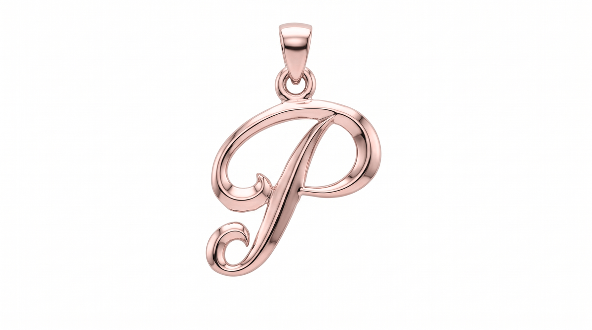 Small Cursive Initial — P — Rose Gold