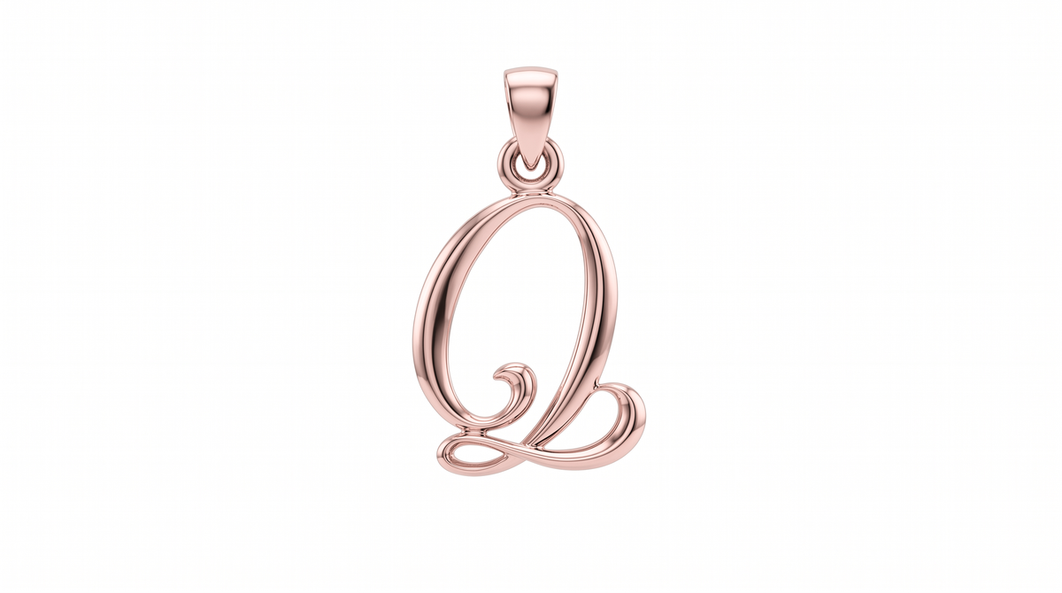 Small Cursive Initial — Q — Rose Gold