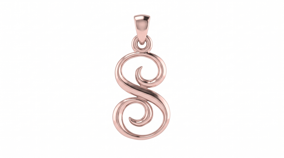 Small Cursive Initial — S — Rose Gold
