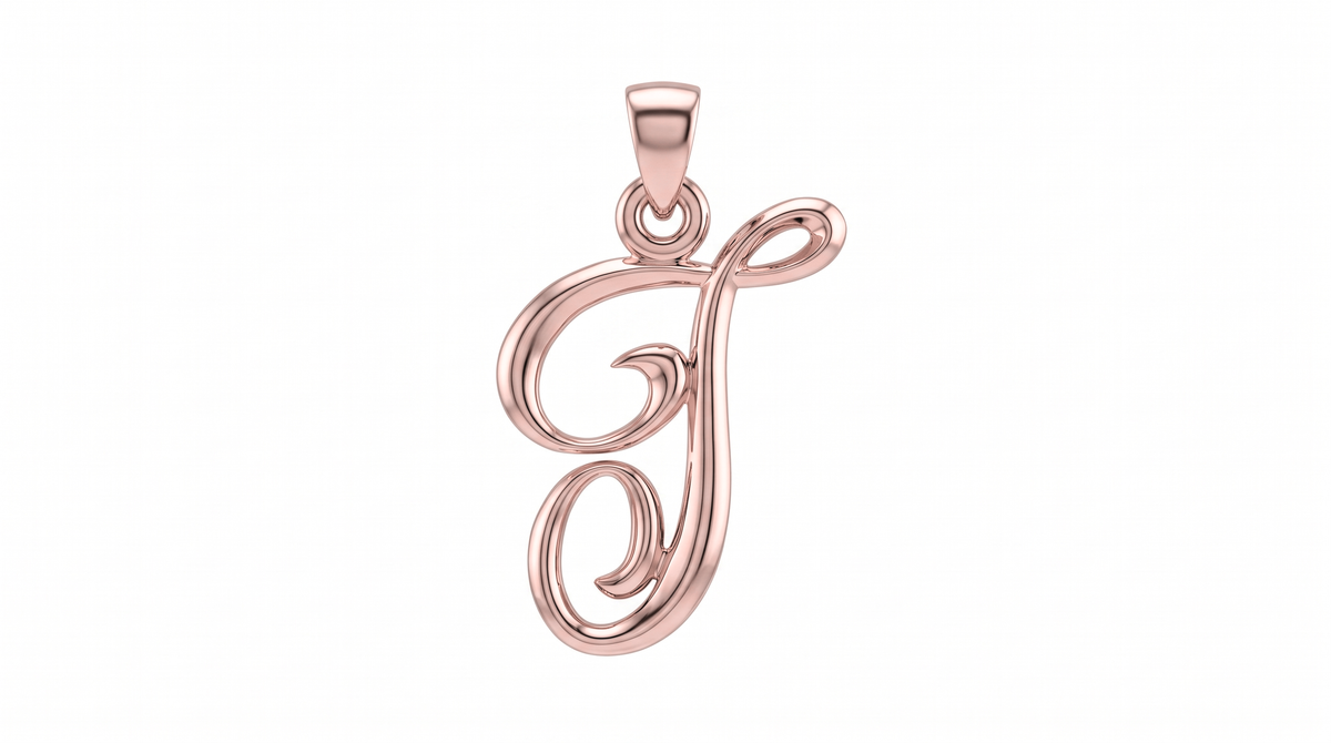 Small Cursive Initial — T — Rose Gold