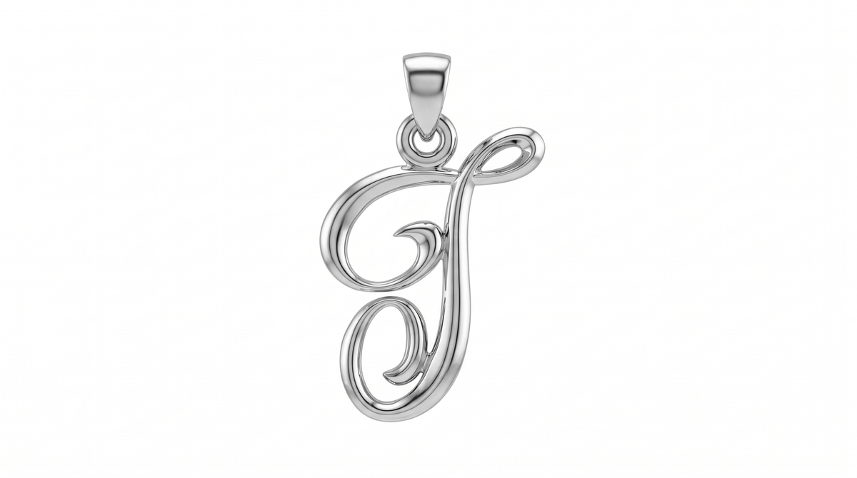 Small Cursive Initial — T — White Gold