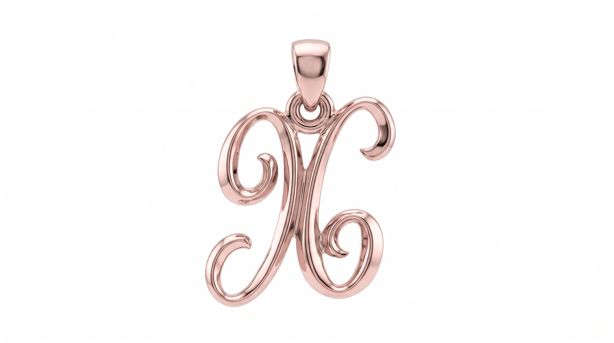 Small Cursive Initial — X — Rose Gold