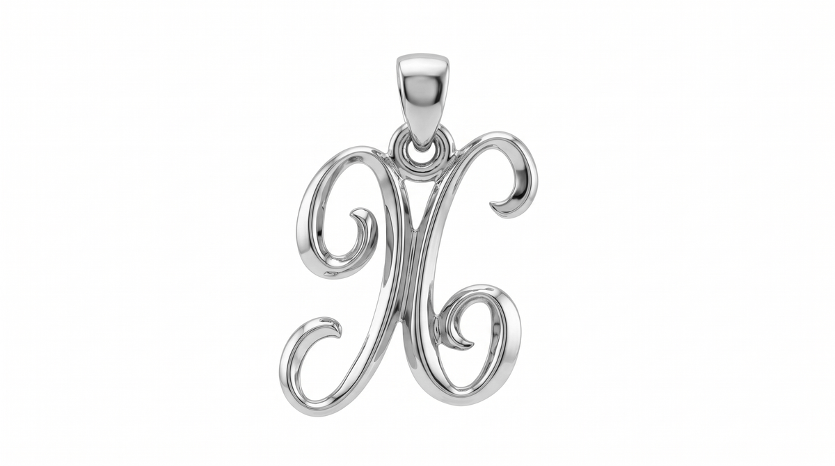 Small Cursive Initial — X — White Gold