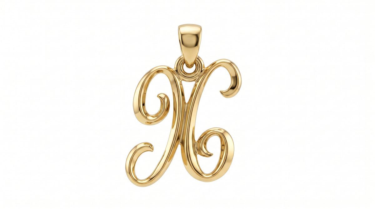 Small Cursive Initial — X — Yellow Gold