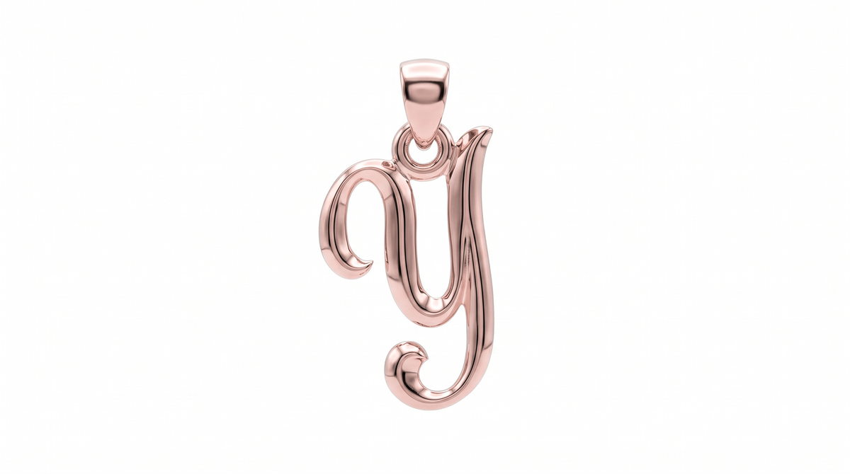 Small Cursive Initial — Y — Rose Gold