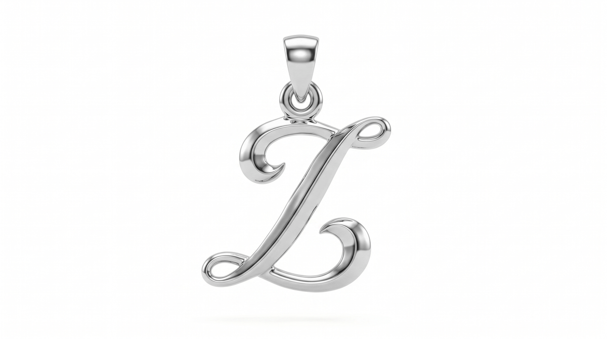 Small Cursive Initial — Z — White Gold