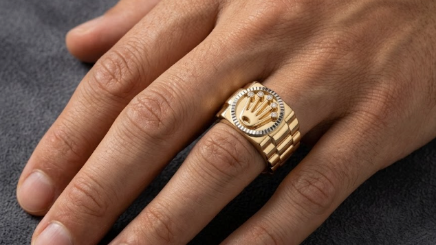 Crown Dress Ring with 0.10ct Natural Diamonds — worn on hand