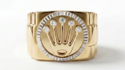 Crown Dress Ring with 0.10ct Natural Diamonds — angled view